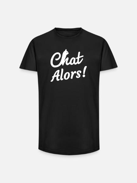 Chat Alors! - T-shirt coupe longue homme - noir