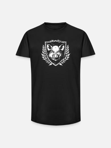 Coat of arms wild boar emblem - Long Fit Men's T-Shirt - black
