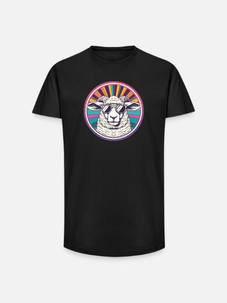 Sun sheep with retro sunglasses - Long Fit Men's T-Shirt - black
