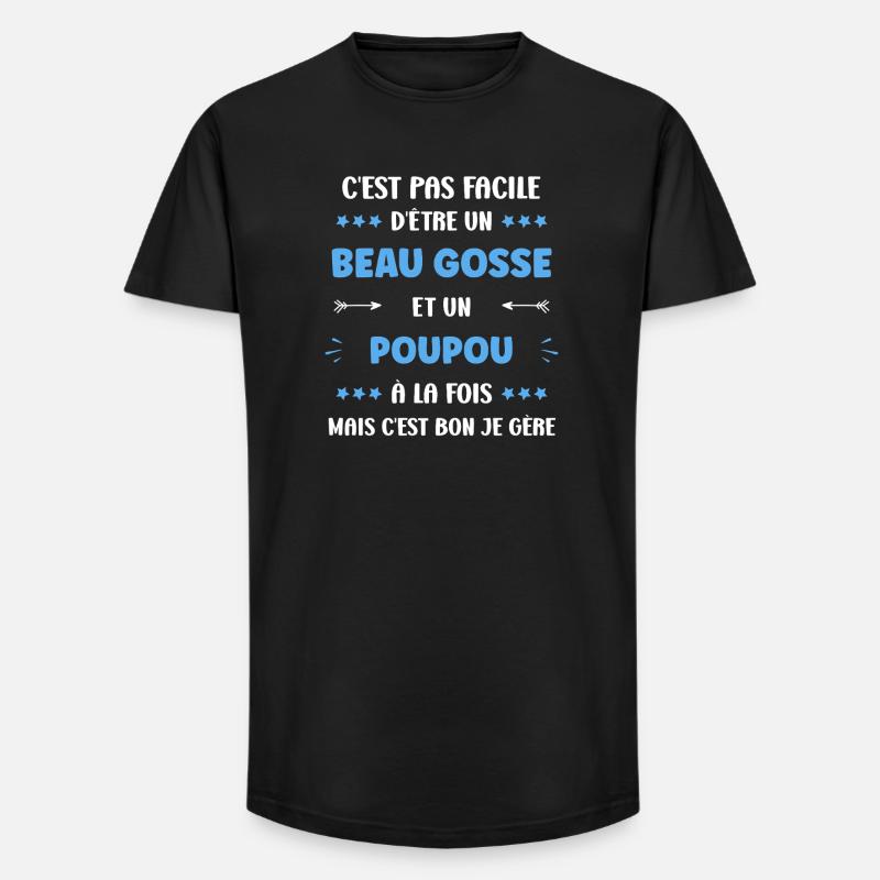 Poupou - Long Fit Männer T-Shirt - Schwarz
