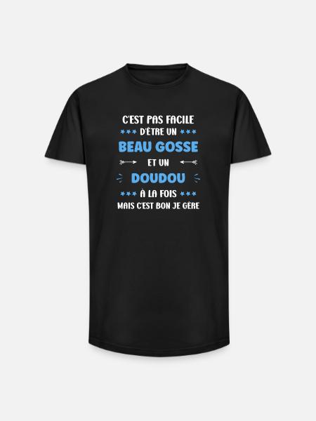 doudou - T-shirt coupe longue homme - noir