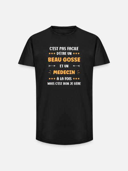 Medecin - T-shirt coupe longue homme - noir