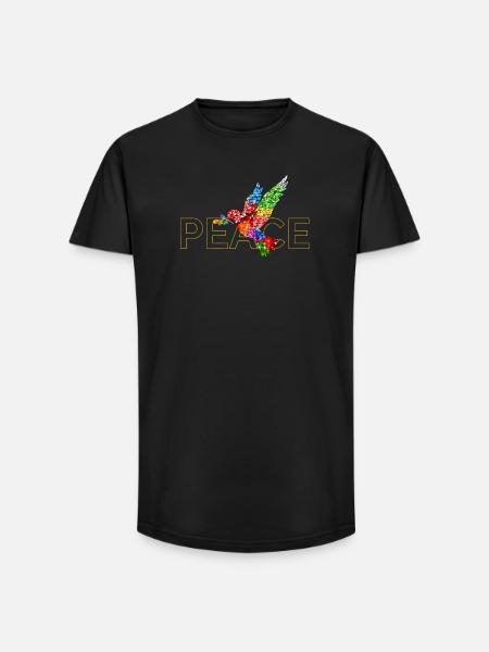 Paix - T-shirt coupe longue homme - noir