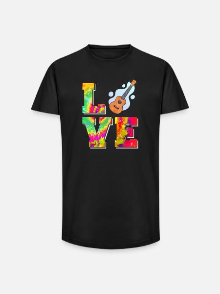 Hawaiian Ukulele Uke Tie Dye Love - Long Fit Men's T-Shirt - black