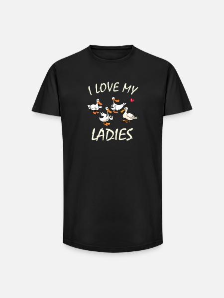 J’aime mes dames - Canards - T-shirt coupe longue homme - noir