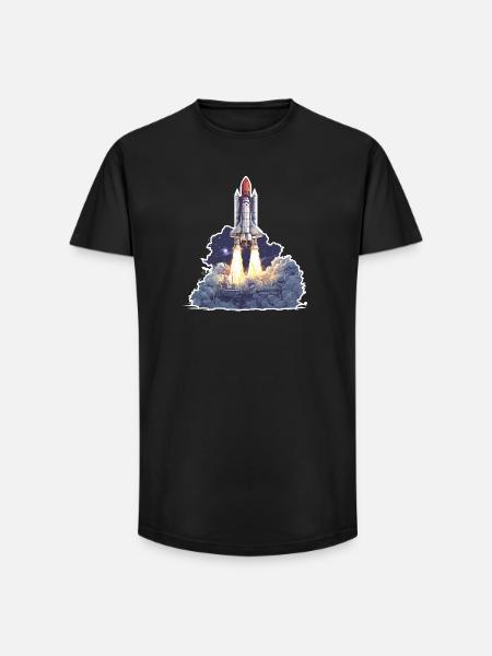 Astronomy Space Rocket Launch Exploration - Long Fit Men's T-Shirt - black