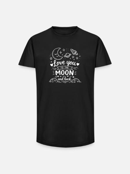 Moon love to the moon - Long Fit Men's T-Shirt - black