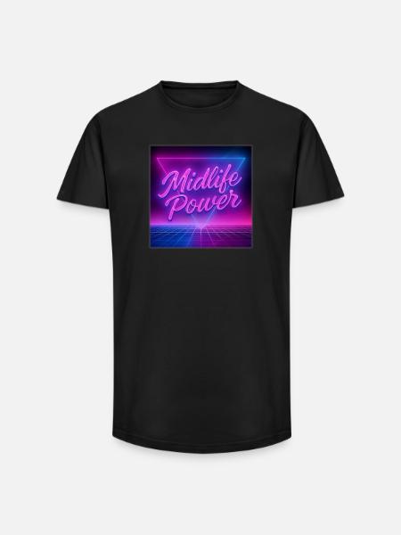 Midlife Power - Long Fit Men's T-Shirt - black