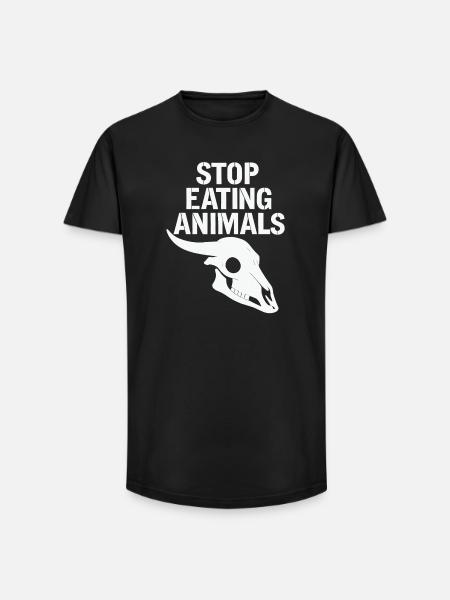 Stop Eating Animals – Protecting Animal Life - Long Fit Men's T-Shirt - black