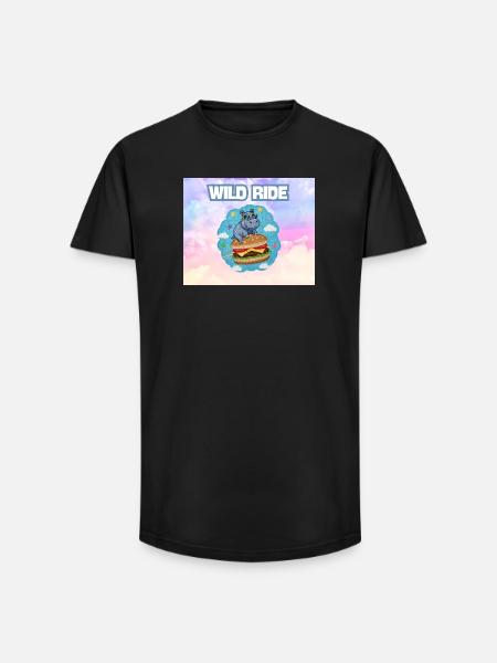 Wild Ride Hippo Burger Patch - Long Fit Men's T-Shirt - black