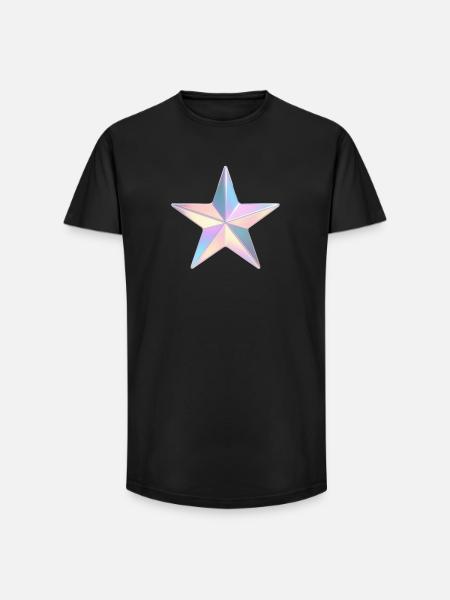 Pastel Iridezed Star - Long Fit Men's T-Shirt - black