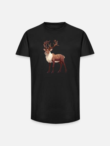 Rentiere Rentier - Long Fit Männer T-Shirt - Schwarz