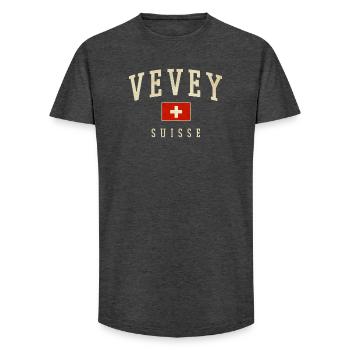 Vevey – Schweizer Identität aus dem Kanton Waadt - Long Fit Männer T-Shirt - Anthrazit - Vorne - AI Model Male 185 light (185cm)