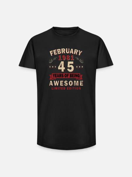 February 1981 - February 1981 Gift - Long Fit Men's T-Shirt - black