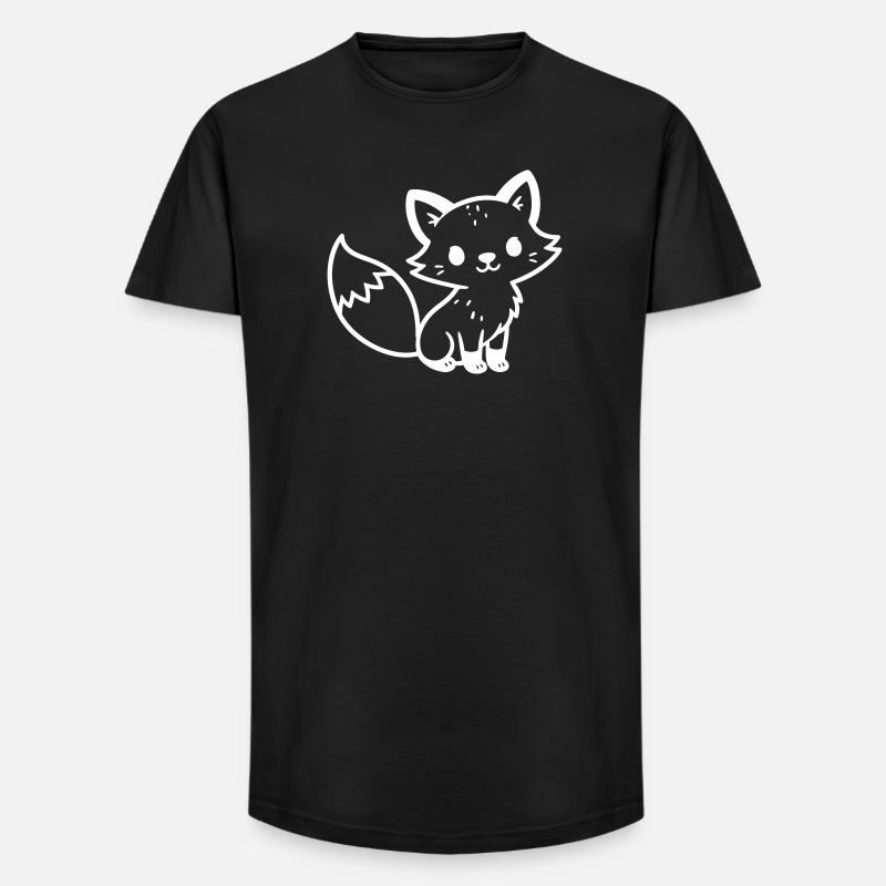 Fuchs Niedlich Comic - Long Fit Männer T-Shirt - Schwarz