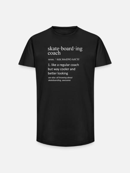 Skateboarding Coach Definition Funny Skateboarder - Long Fit Men's T-Shirt - black
