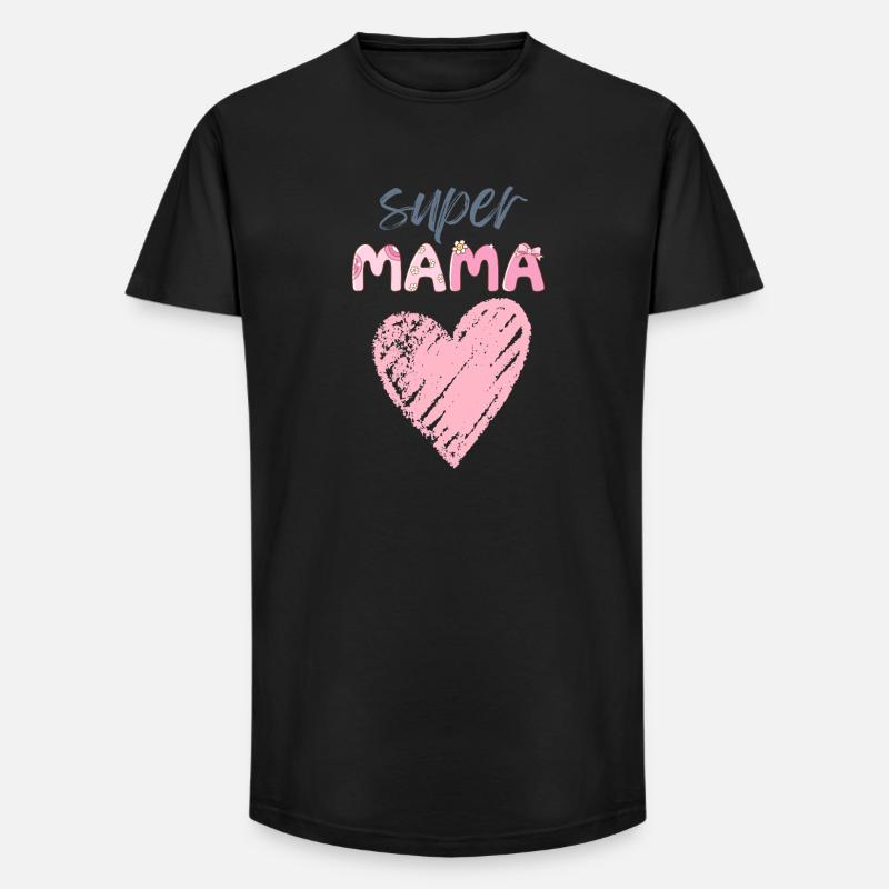 Mama - Super Mama - Long Fit Männer T-Shirt - Schwarz