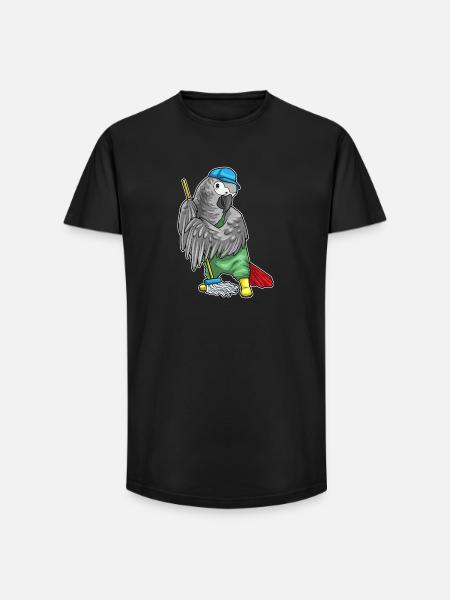 Parrot Cleaner Mop Cleaning - Long Fit Men's T-Shirt - black