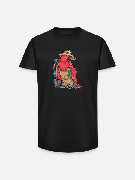 Parrot Gardener Shovel Garden - Long Fit Men's T-Shirt - black
