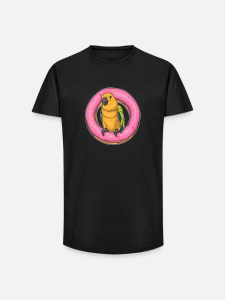 Papagei Donut - Long Fit Männer T-Shirt - Schwarz