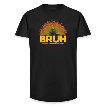 Bruh Sunburst Logo – Schwiegersohn - Long Fit Männer T-Shirt - Schwarz - Vorne - AI Model Male 185 light (185cm)