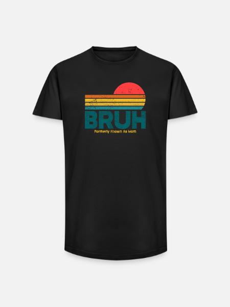 Retro Sunset Bruh Mama - Long Fit Men's T-Shirt - black