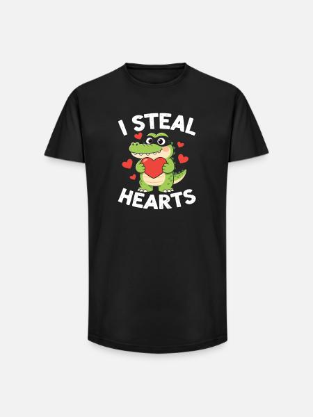 Ich stehle Herzen Alligator - Long Fit Männer T-Shirt - Schwarz