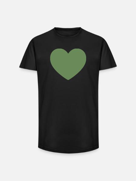 green heart green gift valentine's day - Long Fit Men's T-Shirt - black