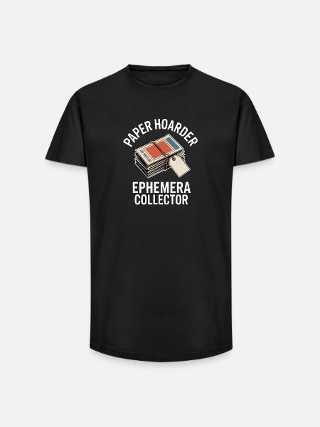 Paper Hoarder Ephemera Collector - Long Fit Men's T-Shirt - black