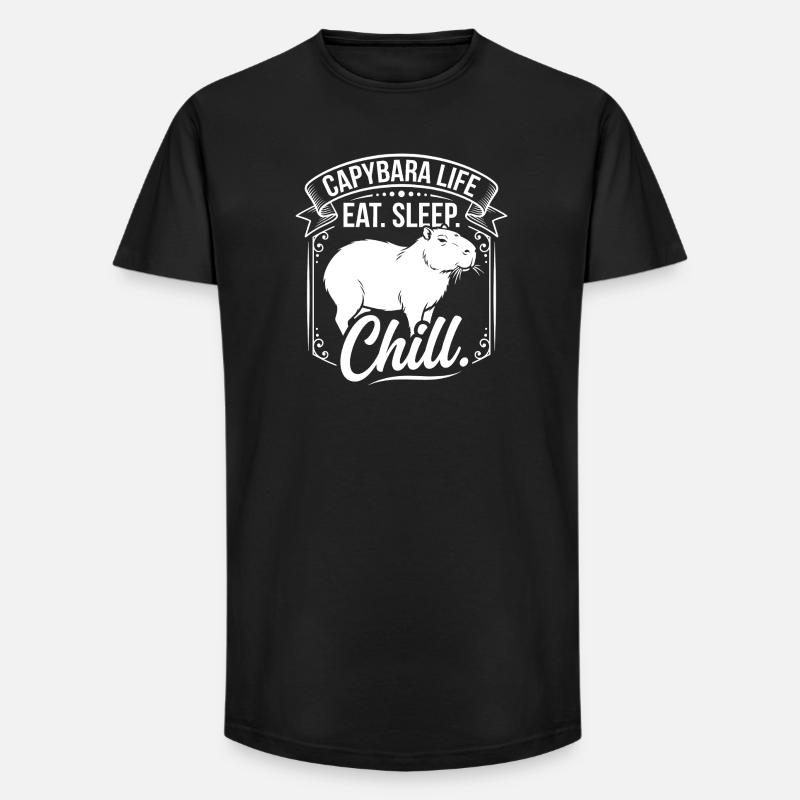 Capybara Life: Eat Sleep Chill - Long Fit Männer T-Shirt - Schwarz