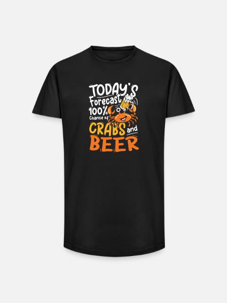 Crab and Beer Prediction Design - Long Fit Men's T-Shirt - black