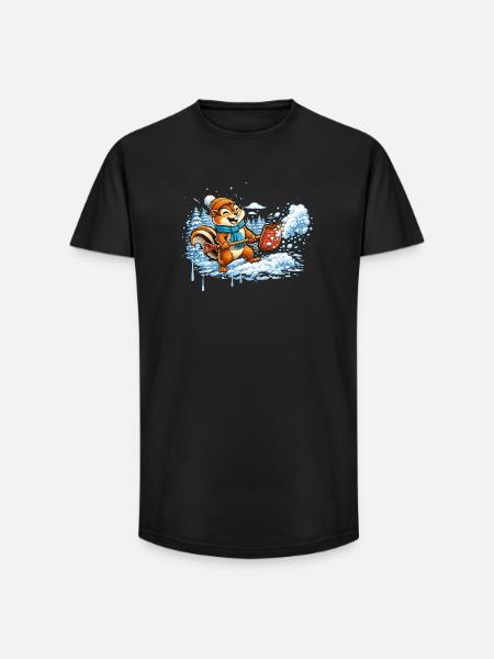 Chipmunks shoveling snow – winter fun - Long Fit Men's T-Shirt - black
