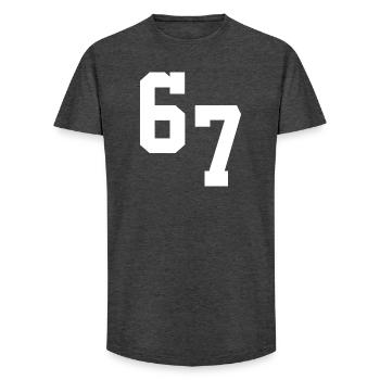 Typographie Digital Neon 67 - T-shirt coupe longue homme - charbon - Devant - AI Model Male 185 light (185cm)