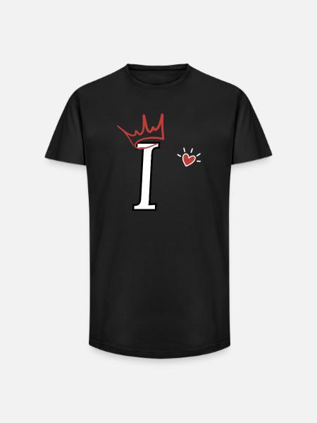 Buchstabe i Kronenherz - Long Fit Männer T-Shirt - Schwarz
