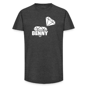 Benny - Long Fit Men's T-Shirt - charcoal grey - Front - AI Model Male 185 light (185cm)