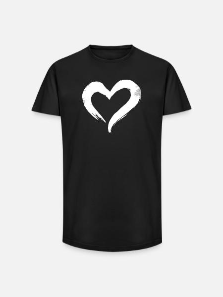 Herz - Long Fit Männer T-Shirt - Schwarz