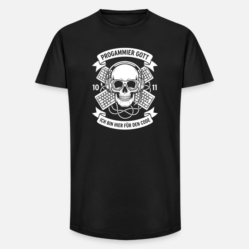 Crâne Code avec casque - T-shirt coupe longue homme - noir