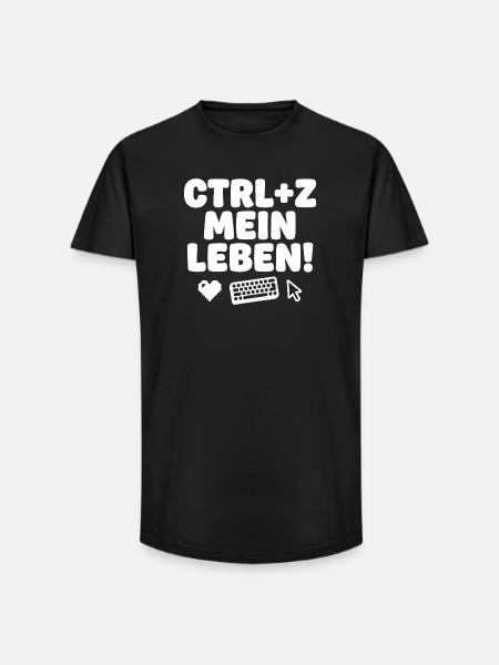 Ctrl Z Mein Leben Tech-Humor - Long Fit Männer T-Shirt - Schwarz
