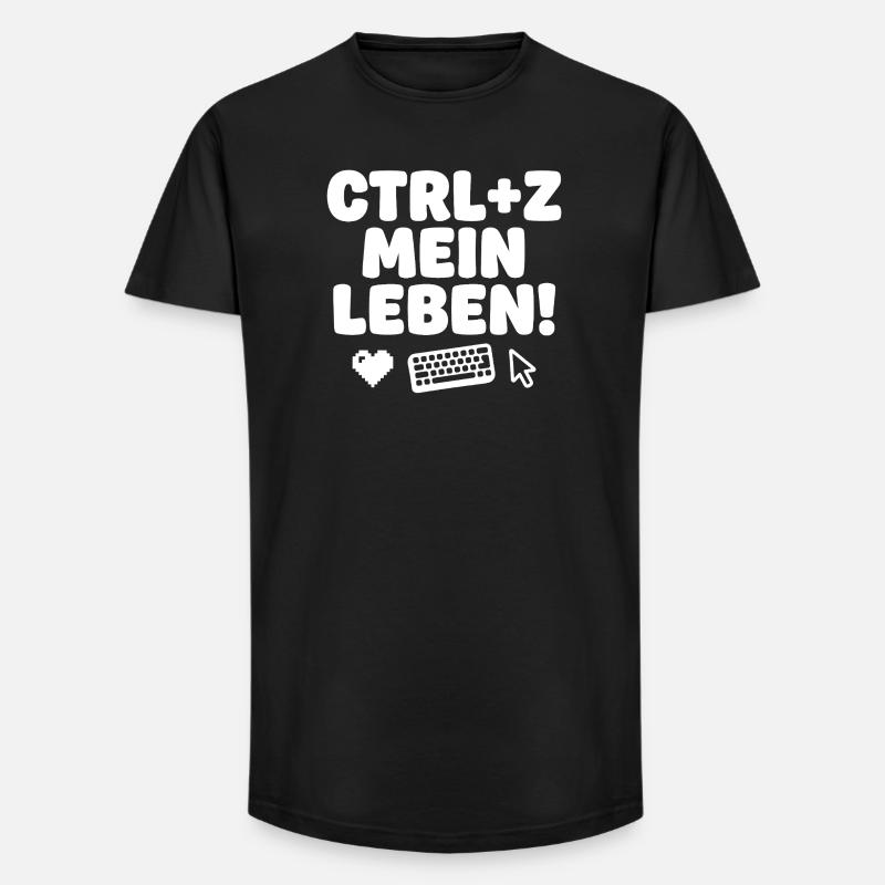 Ctrl Z Mein Leben Tech-Humor - Long Fit Männer T-Shirt - Schwarz