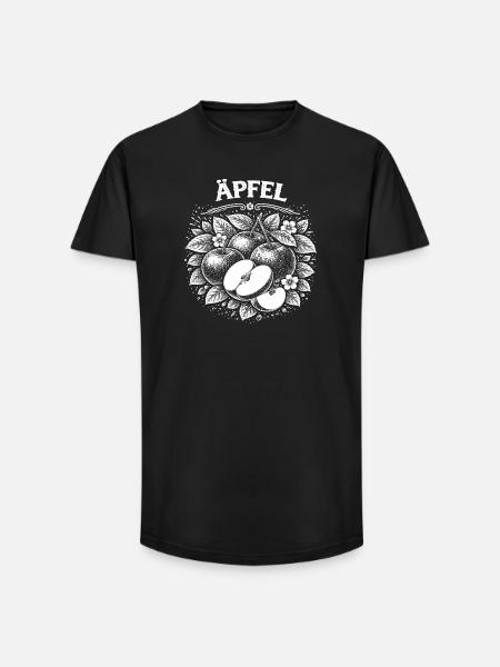 Apple Woodcut Botanical Print - Long Fit Men's T-Shirt - black