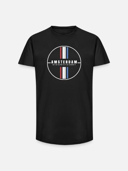 Amsterdam Coordinates - Long Fit Men's T-Shirt - black