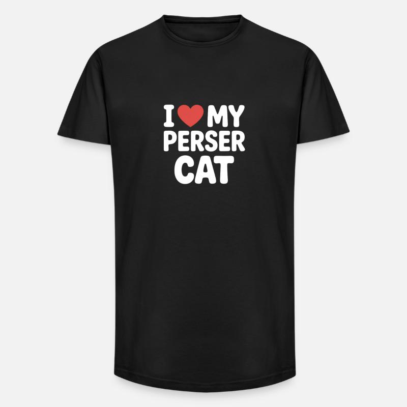 J’adore mon chat persan - T-shirt coupe longue homme - noir