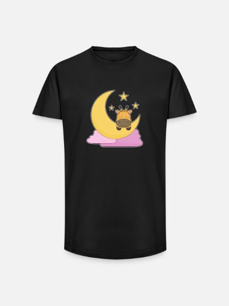 Lune girafe - T-shirt coupe longue homme - noir