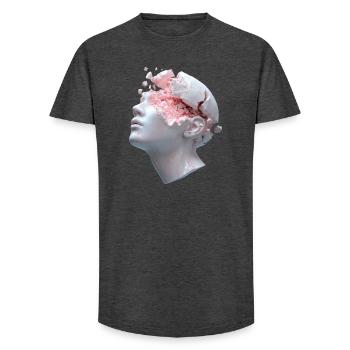Zerfallender Kopf, innere Gedanken als Trümmer - Long Fit Männer T-Shirt - Anthrazit - Vorne - AI Model Male 185 light (185cm)