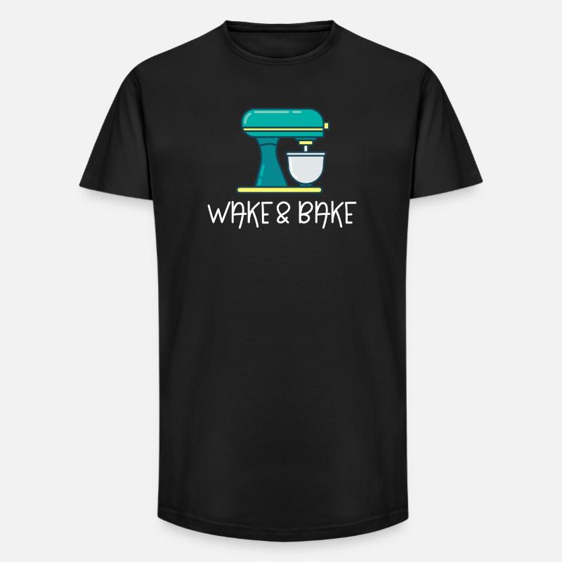 Aufwachen und Backen - Long Fit Männer T-Shirt - Schwarz