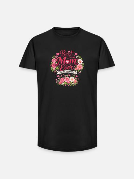 Beste Mama Ever Blütenkranz - Long Fit Männer T-Shirt - Schwarz