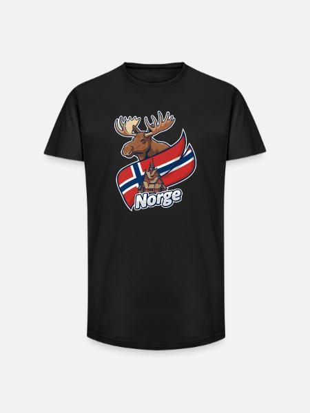 Norway Elk and Church Flag - Long Fit Men's T-Shirt - black