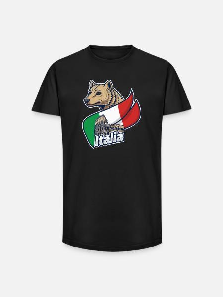 Italian Wolf with Colosseum - Long Fit Men's T-Shirt - black