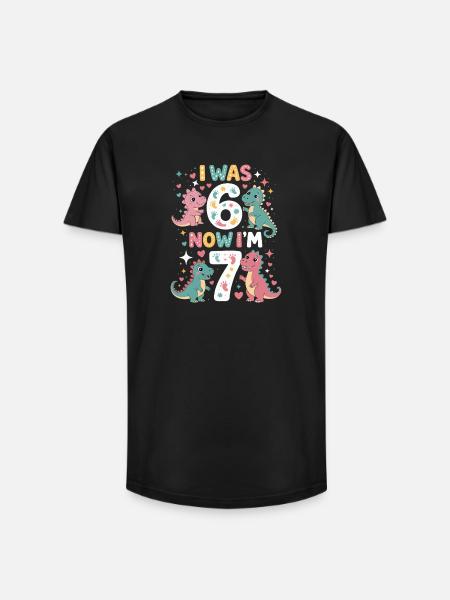 From six to seven dinosaurs - Long Fit Men's T-Shirt - black