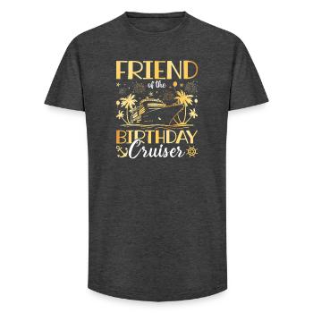 Friend Of The Birthday Cruiser - Long Fit Men's T-Shirt - charcoal grey - Front - AI Model Male 185 light (185cm)